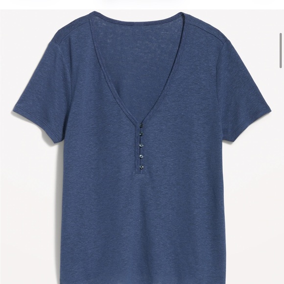 NWT OLD NAVY Linen-Blend V-Neck Henley T-Shirt  
Linen-Blend V-Neck Henley T SH - Picture 4 of 6